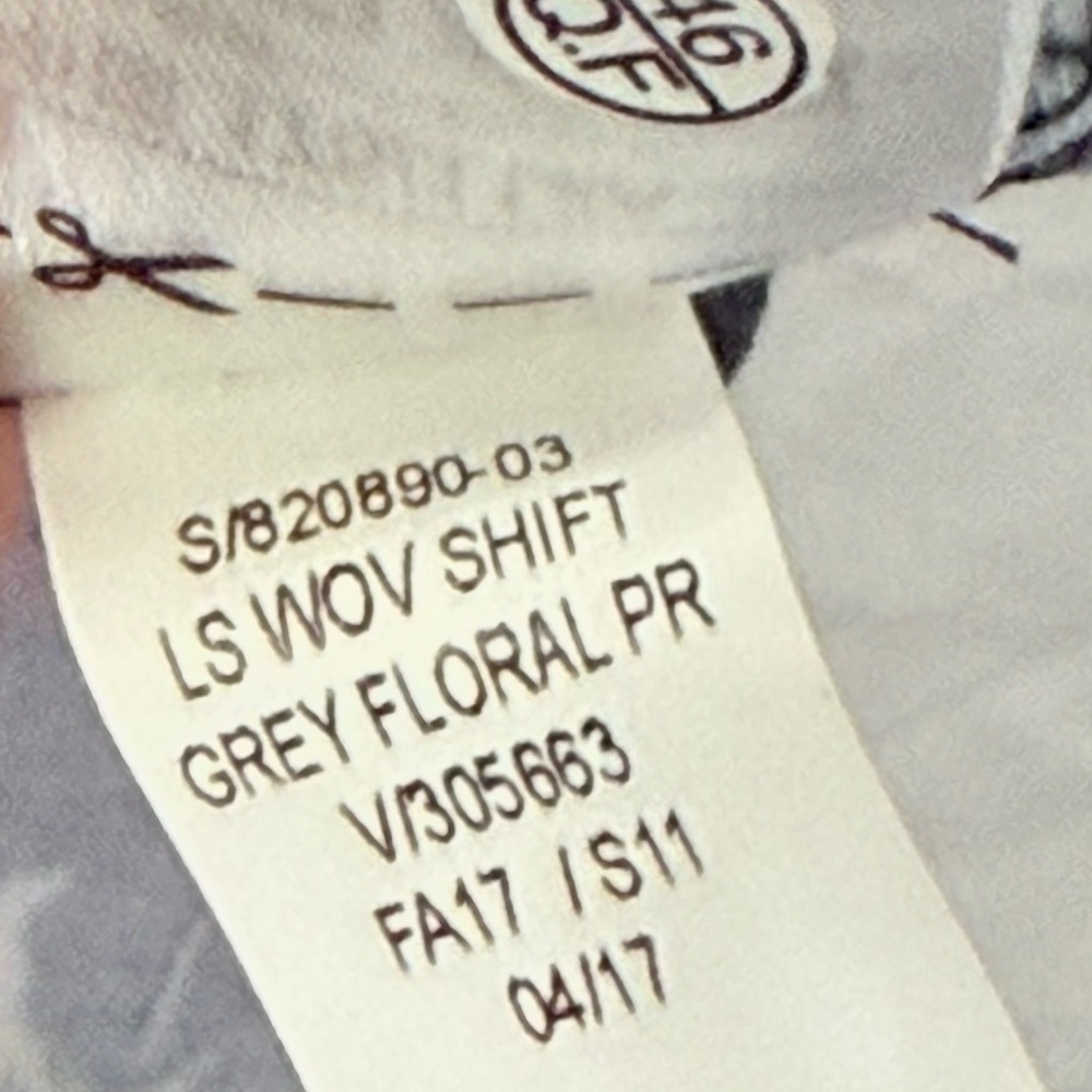 NWT Old Navy XL Tall Grey Floral Shift Dress Long Sleeve Ruffle Cuff Rayon - Picture 9 of 10